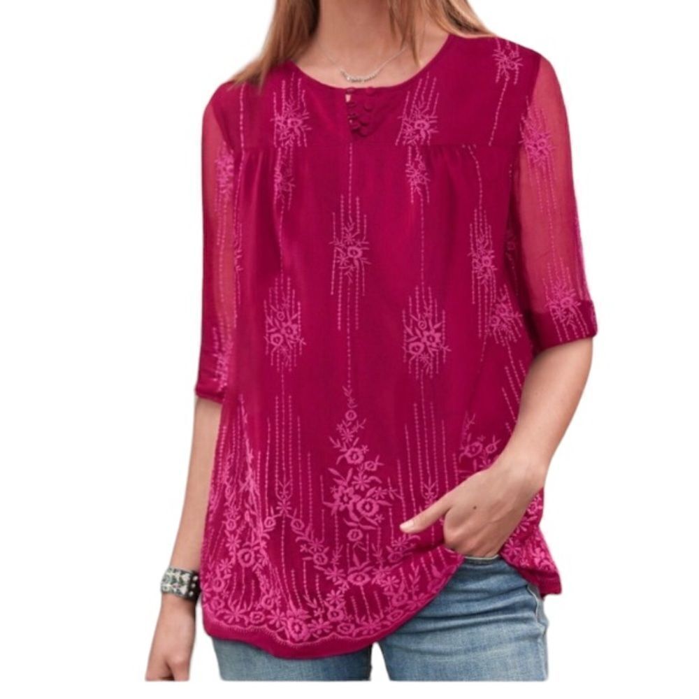 Sundance fushia and pink tunic embroidery size XS